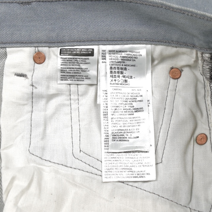 2020s Levi's 501 Grey Denim Jeans Size 34