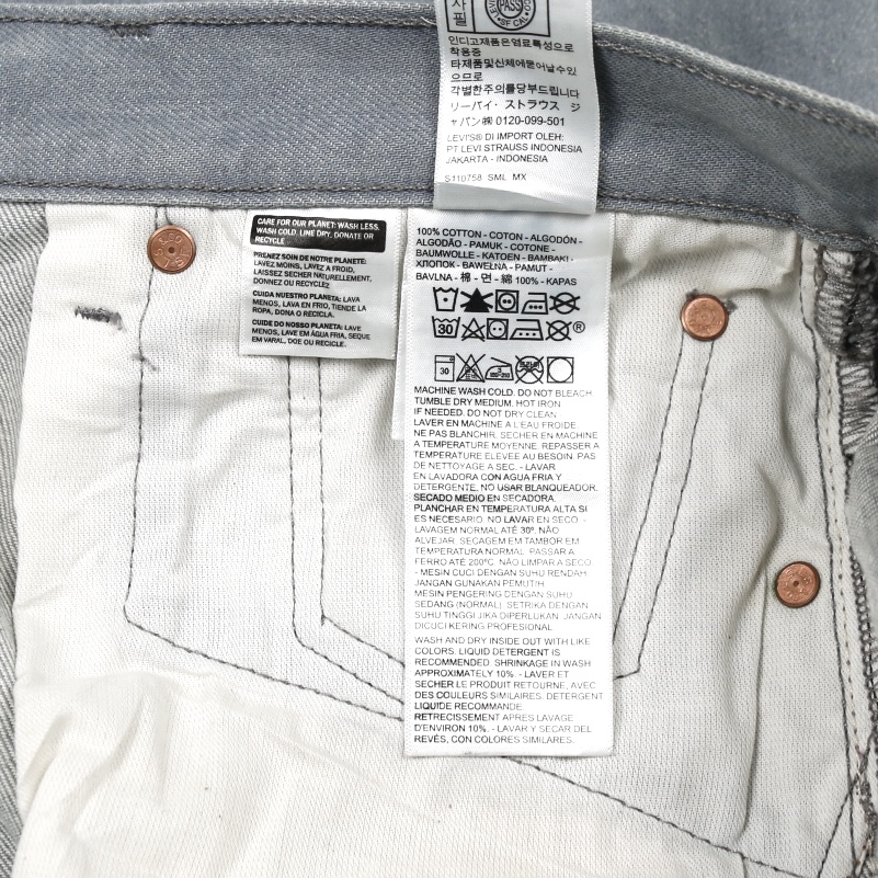 2020s Levi's 501 Grey Denim Jeans Size 34