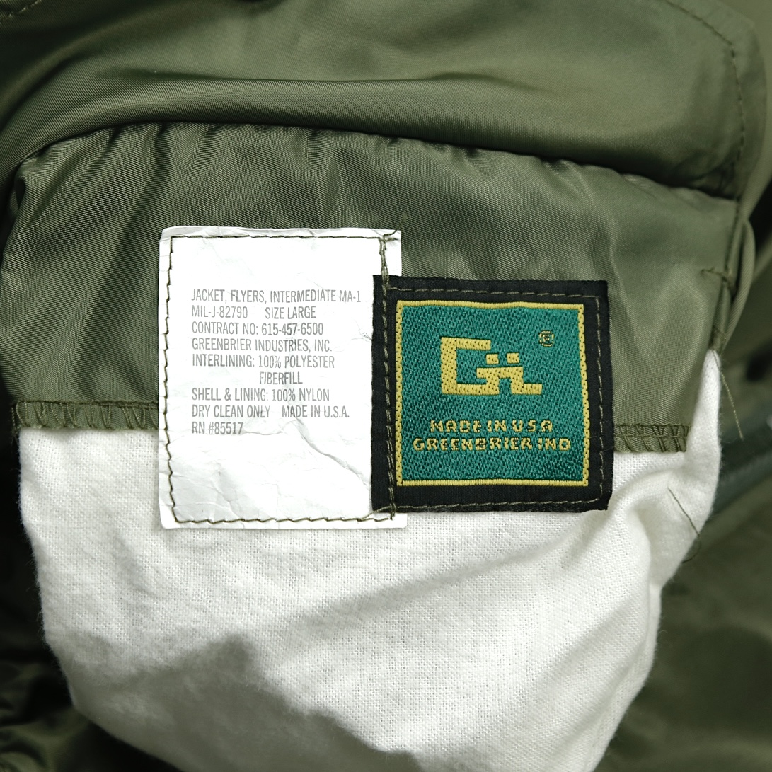 Greenbrier Industries USA MA-1 Bomber Jacket Size L