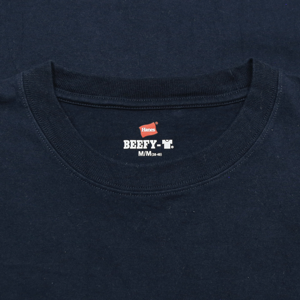 Hanes Beefy-T Comfort Navy L/S T-Shirt Size M