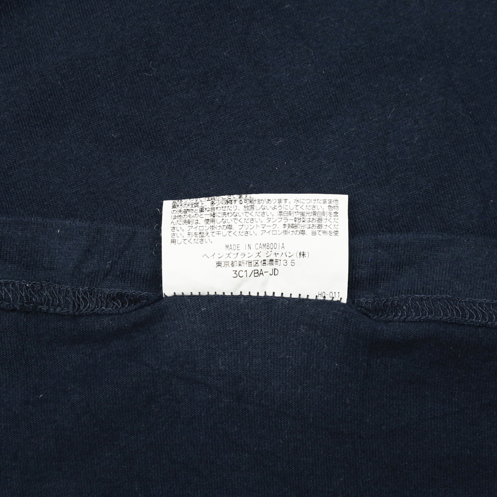 Hanes Beefy-T Comfort Navy L/S T-Shirt Size M