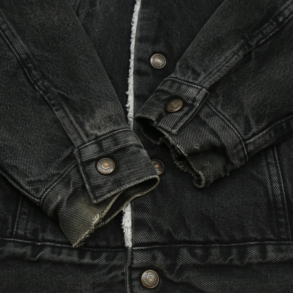 80s Levi's USA Sherpa-lined Black Denim Jacket Size XS