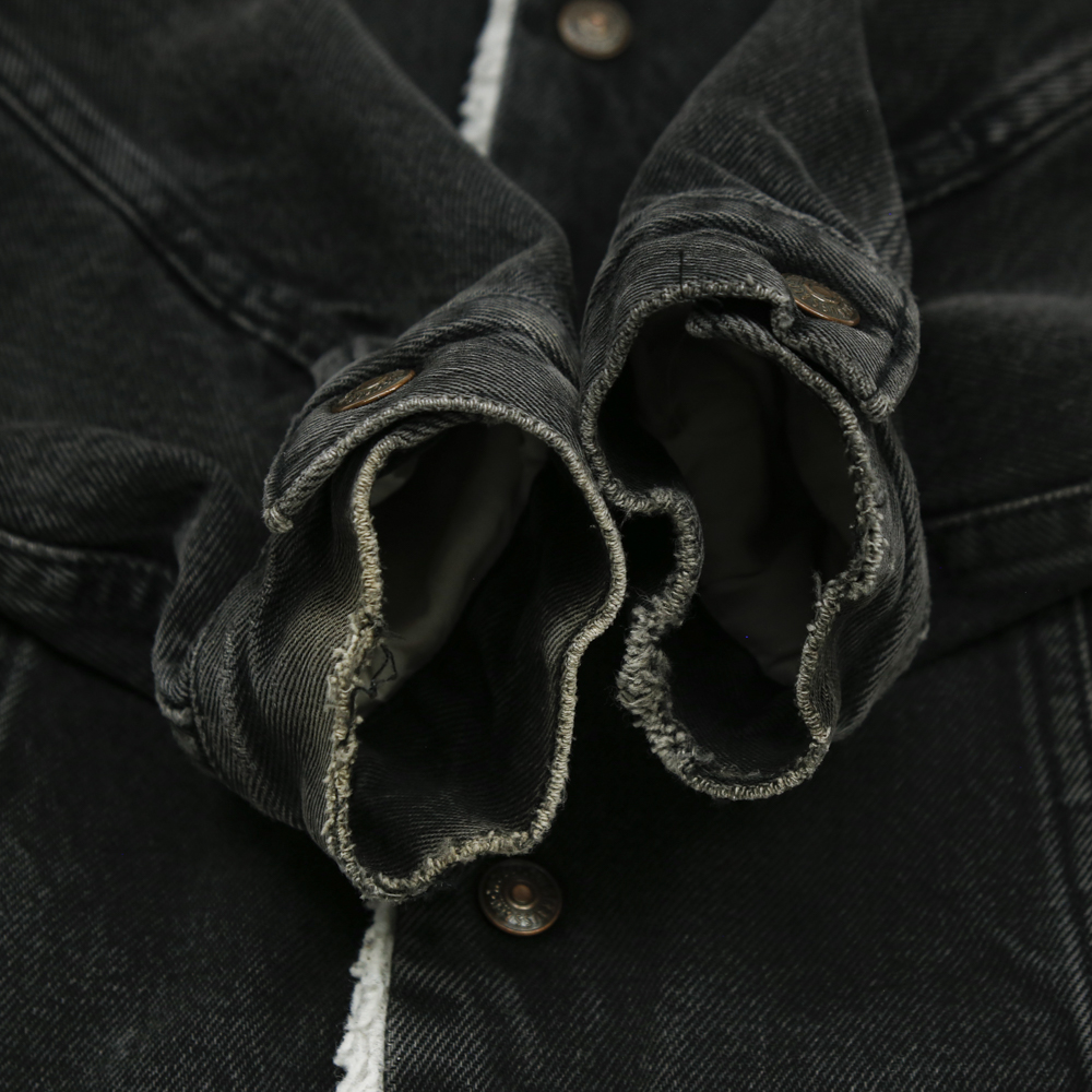 80s Levi's USA Sherpa-lined Black Denim Jacket Size XS