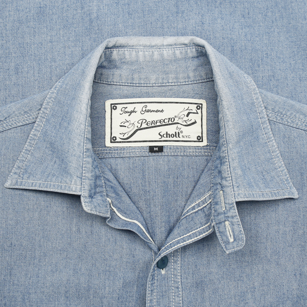 Schott Perfecto Selvedge Chambray Shirt Size S