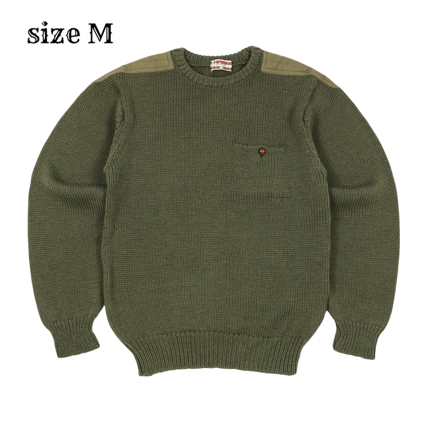 90s McGregor Military Olive Wool Sweatshirt Size M