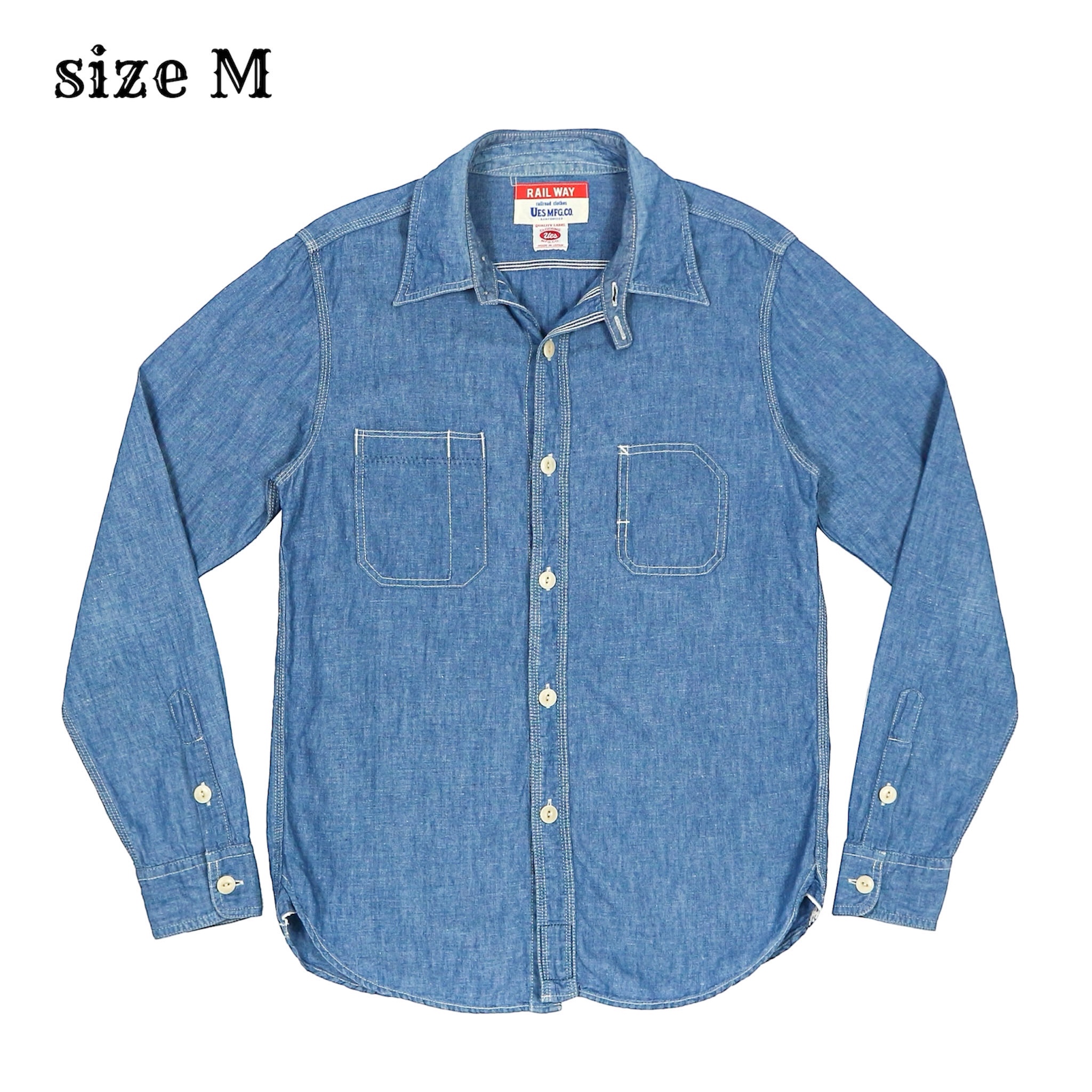 UES Mfg Made in Japan Chambray Work Shirt Size M