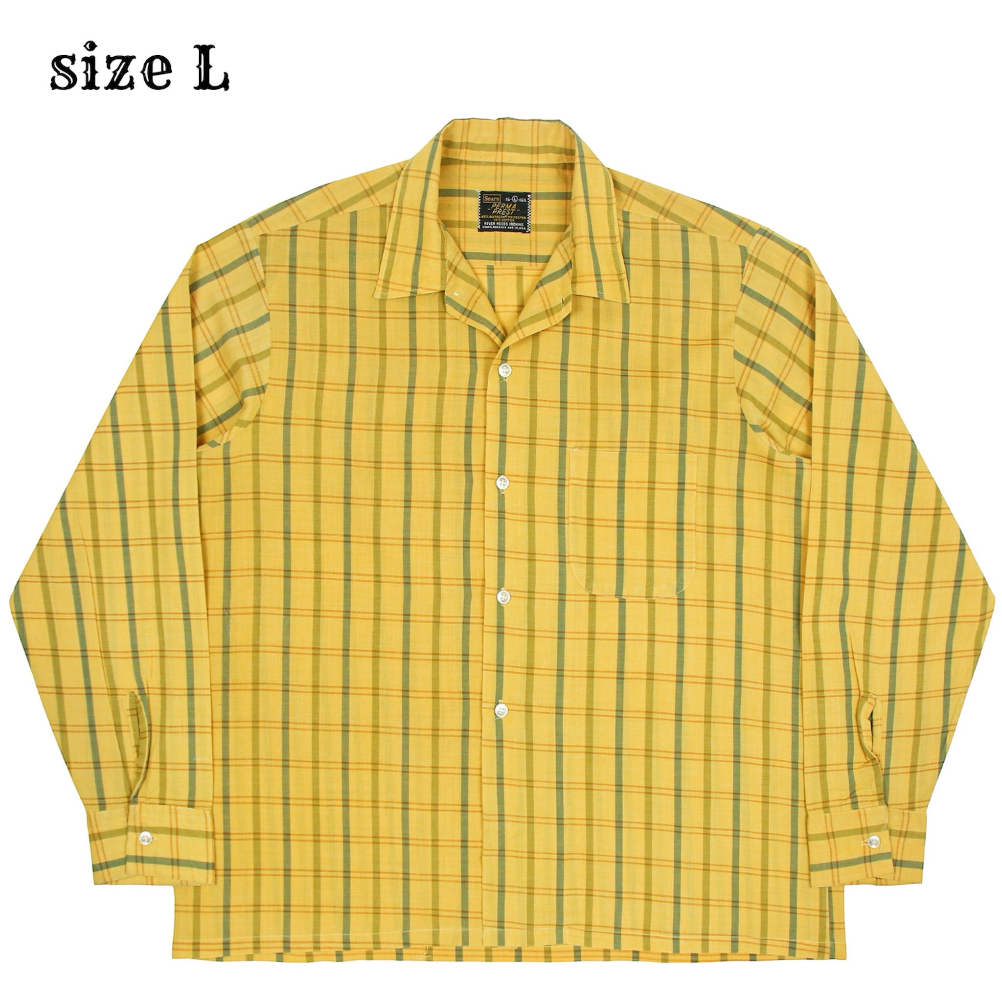 60s Vintage Sears Perma Prest Plaid Shirt Size L