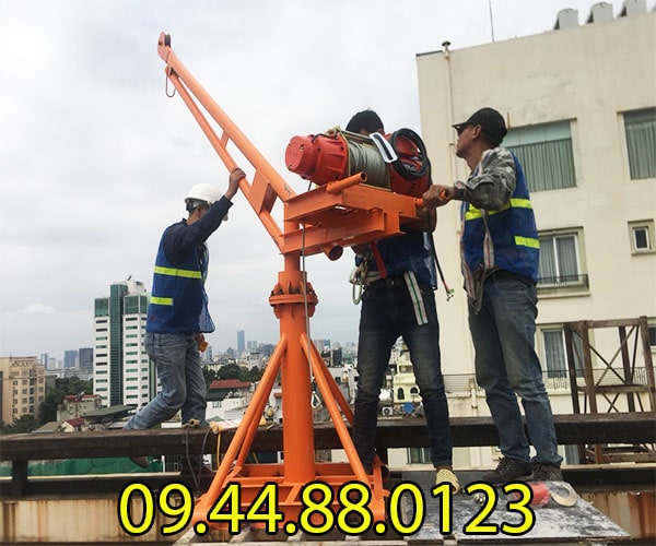 Máy tời cẩu quay 360 độ 500 Kg phù hợp lắp với tời điện nào
