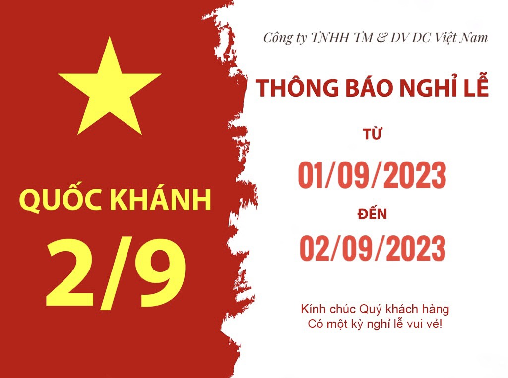 THÔNG BÁO LỊCH NGHỈ LỄ QUỐC KHÁNH NGÀY 2/9/2023