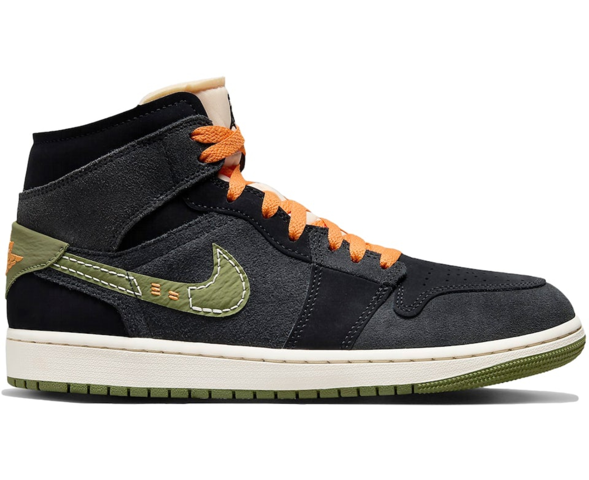 Air Jordan Men's Retro 1 Mid Se Craft 'Anthracite Light Olive' Sneakers