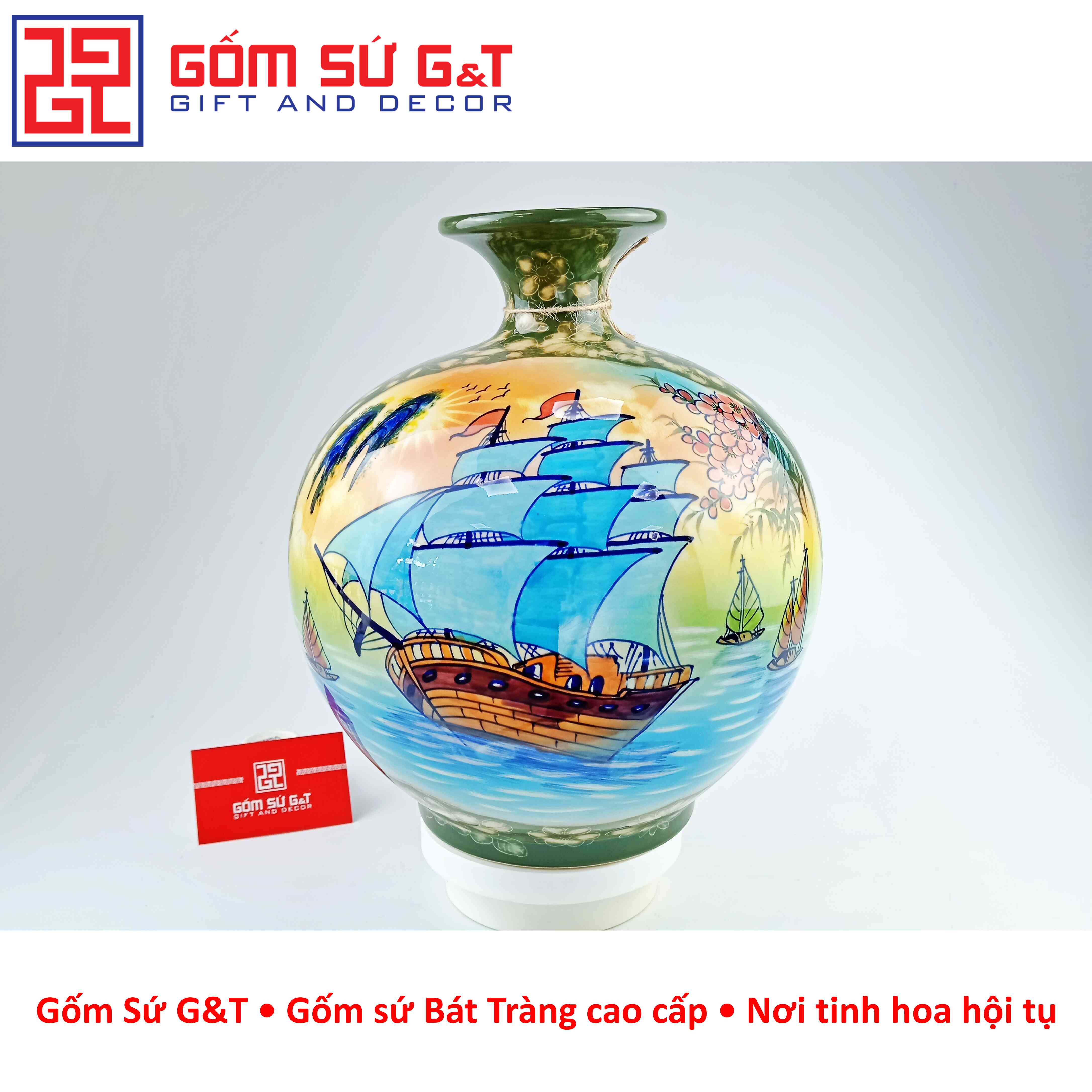 Bình phong thủy Bát Tràng cao cấp Gốm Sứ G&T