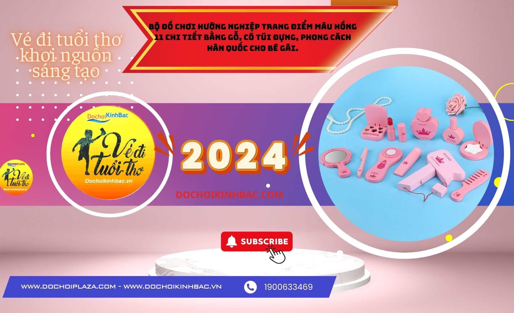 Bộ Đồ Chơi Hướng Nghiệp Trang Điểm Phong Cách Hàn Quốc Cho Bé Gái.