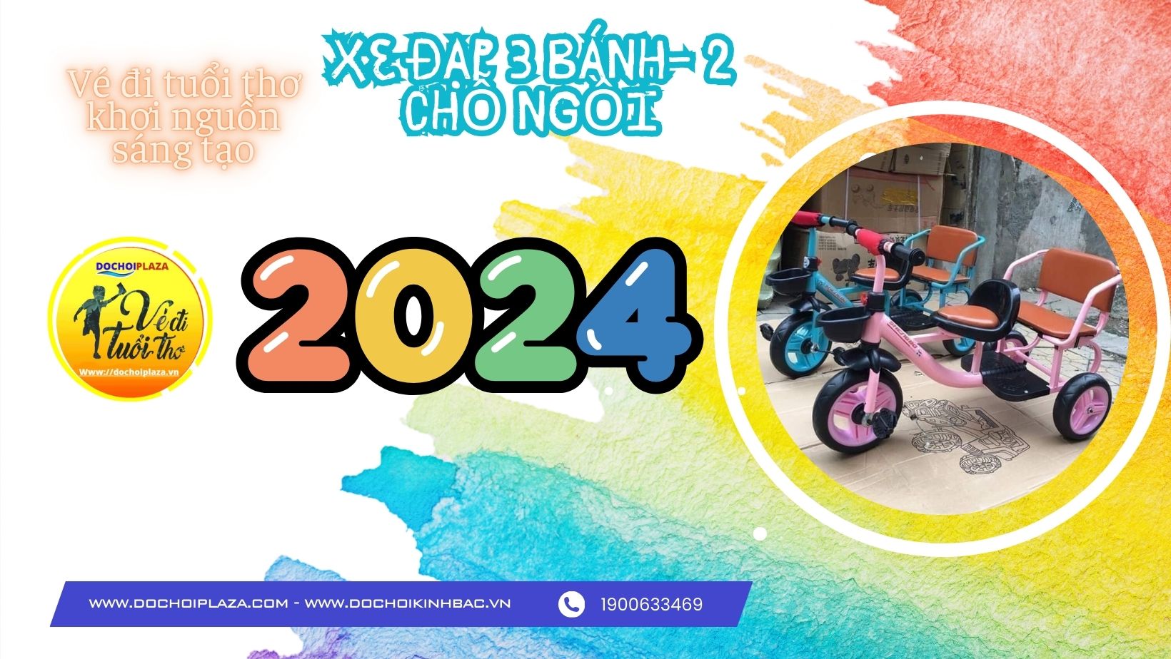 XE ĐẠP 3 BÁNH-2 CHỖ NGỒI CHO TRẺ EM