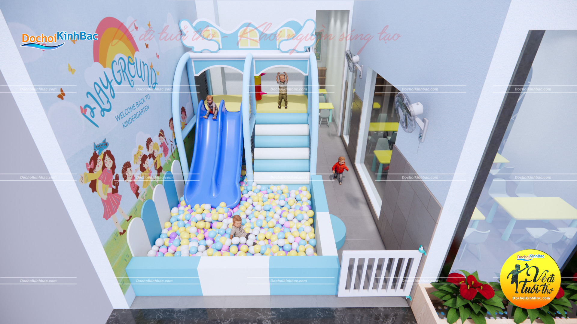 Nhà bóng cầu trượt mini