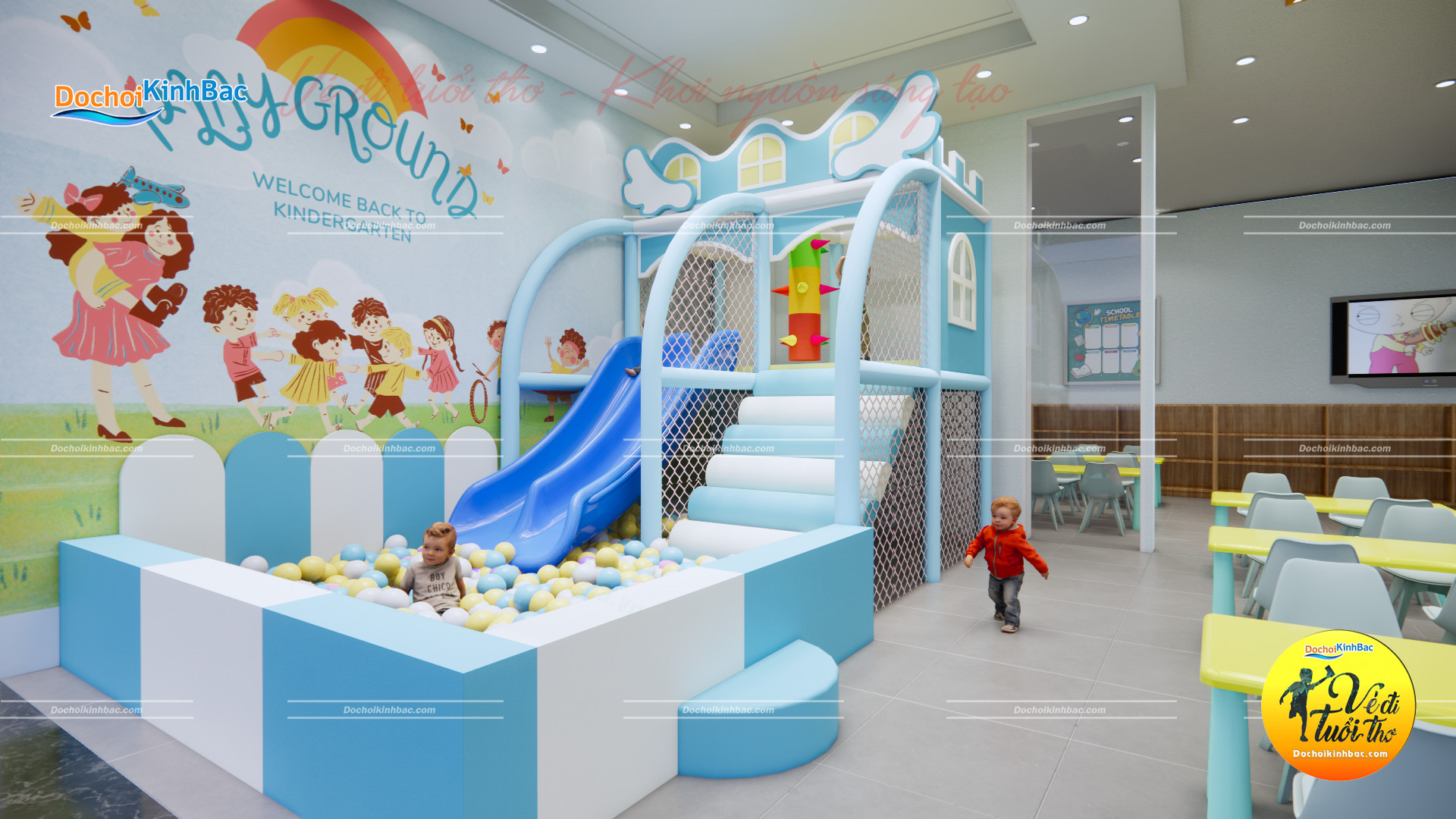 Nhà bóng cầu trượt mini