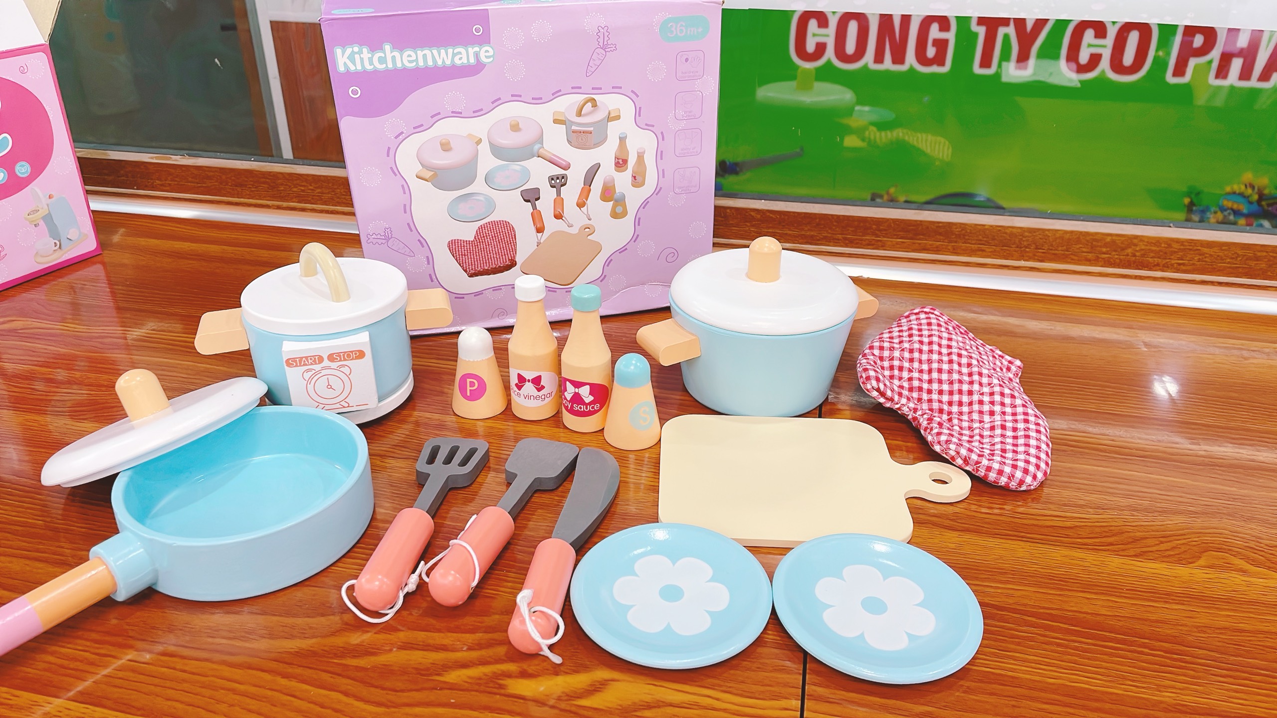 Bộ nấu ăn nhà bếp bằng gỗ