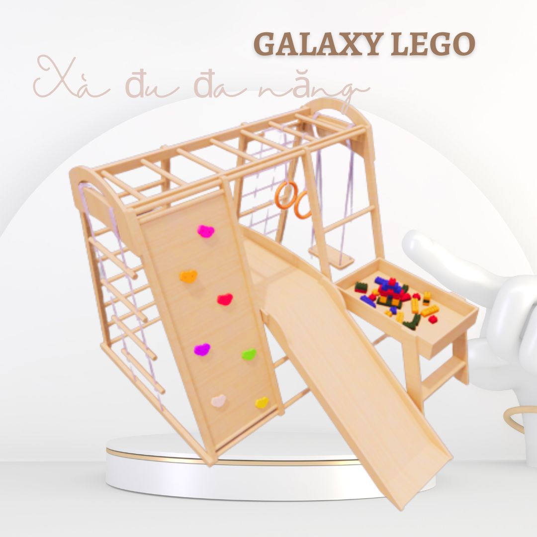 Xà đu đa năng Galaxy lego _ Chất liệu gỗ tự nhiên dây thừng lõi thep nhập khẩu cực chất