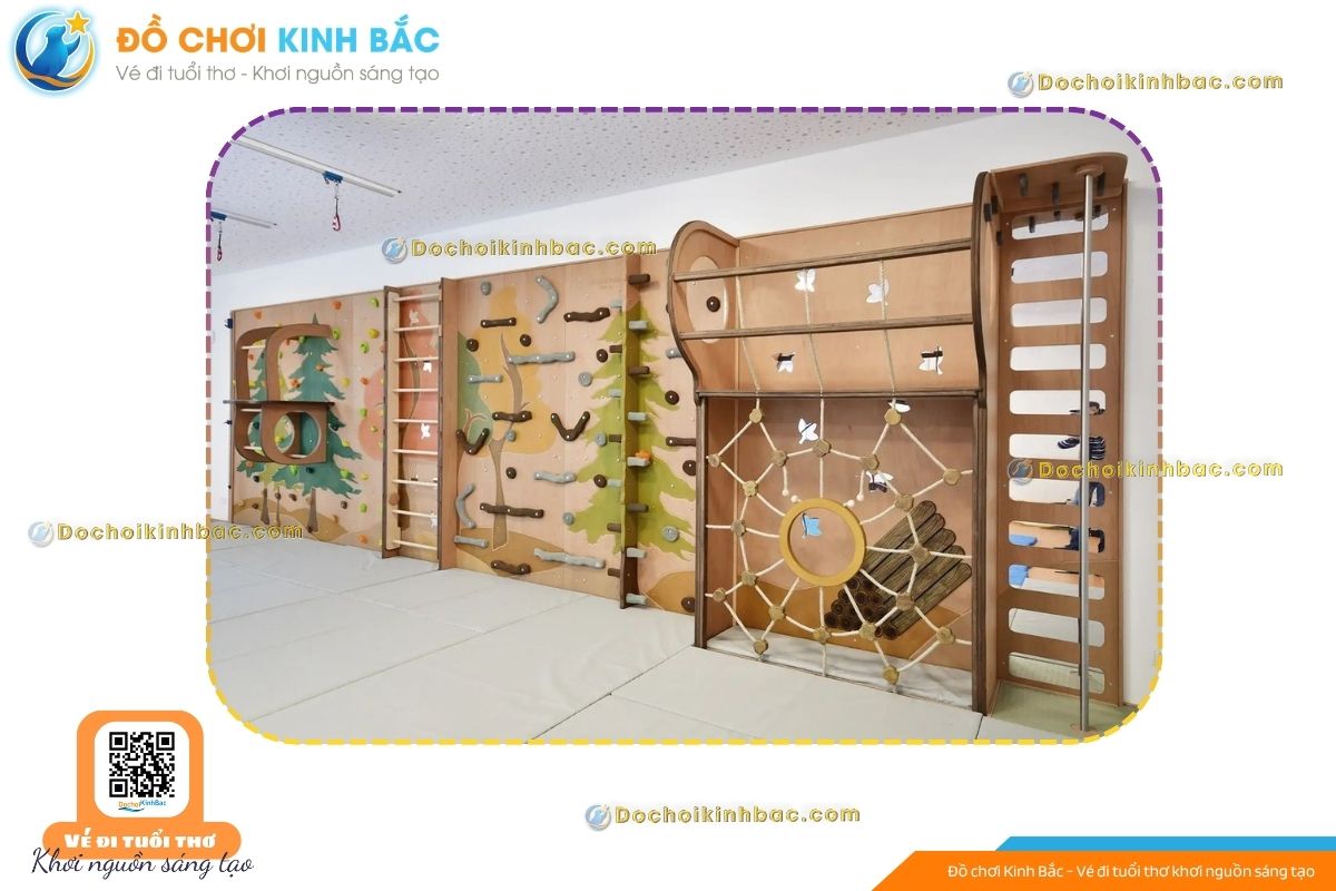 Bộ Đồ Chơi Vận Động Khung Gỗ Leo Trèo Trong Nhà Cho Bé Từ 2–10 Tuổi