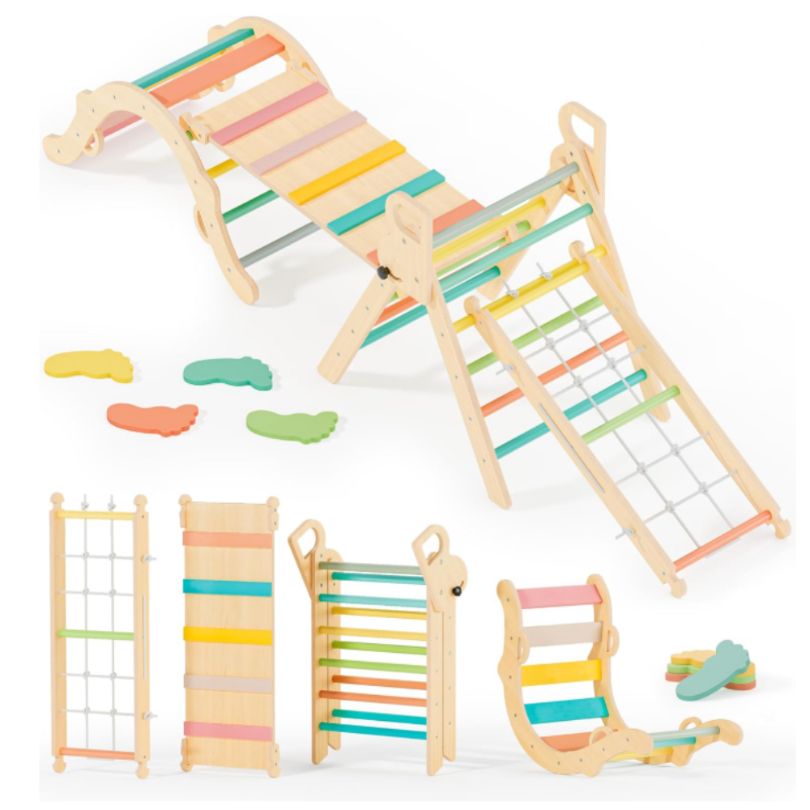 Đồ Chơi Leo Trèo Trong Nhà Montessori 8in1 Bằng Gỗ Tự Nhiên – Màu Sắc Nổi Bật