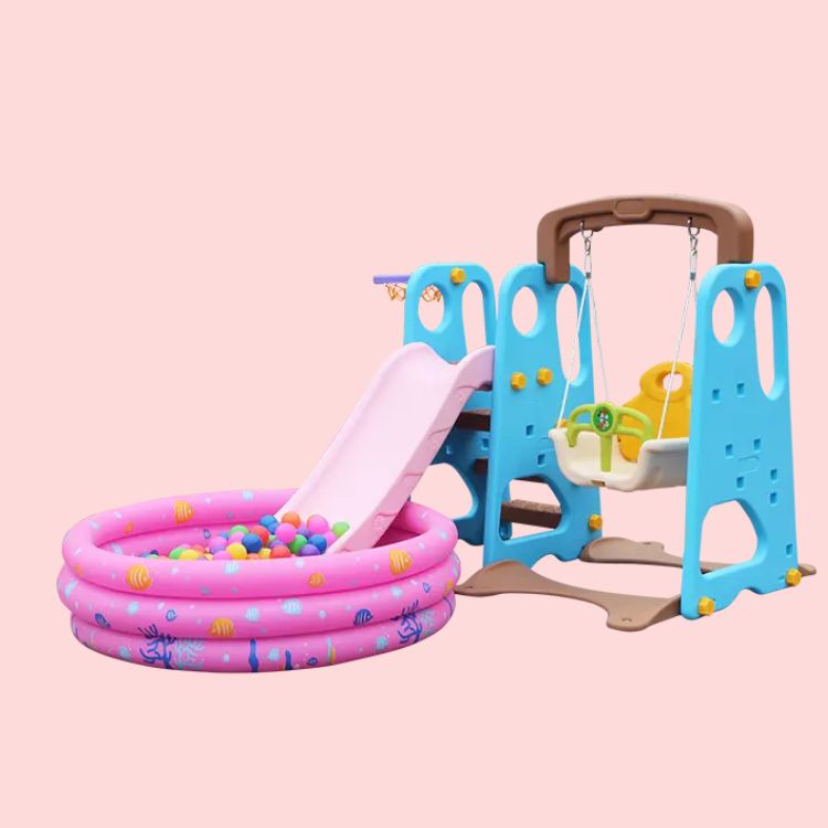 Cầu Trượt Xích Đu Nhựa Kết Hợp Hồ Bơi Bóng Rổ – Combo Giải Trí Tại Nhà Cho Bé