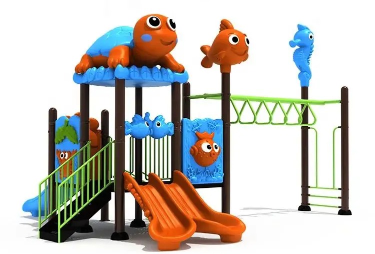 Bộ Cầu Trượt Liên Hoàn Ngoài Trời Hình Rùa Cho Bé