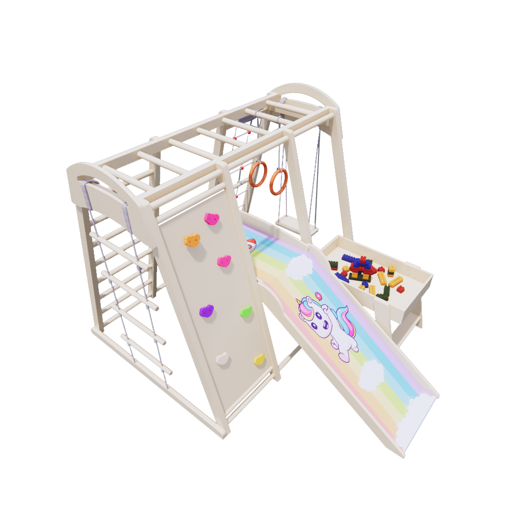 Xà đu đa năng Galaxy LEGO Rainbow _ Chất liệu gỗ tự nhiên dây thừng lõi thep nhập khẩu cực chất