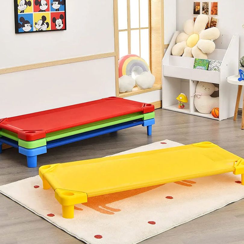 Giường Mầm Non Khung Nhựa Lưới Vải 4 Màu GLMN021