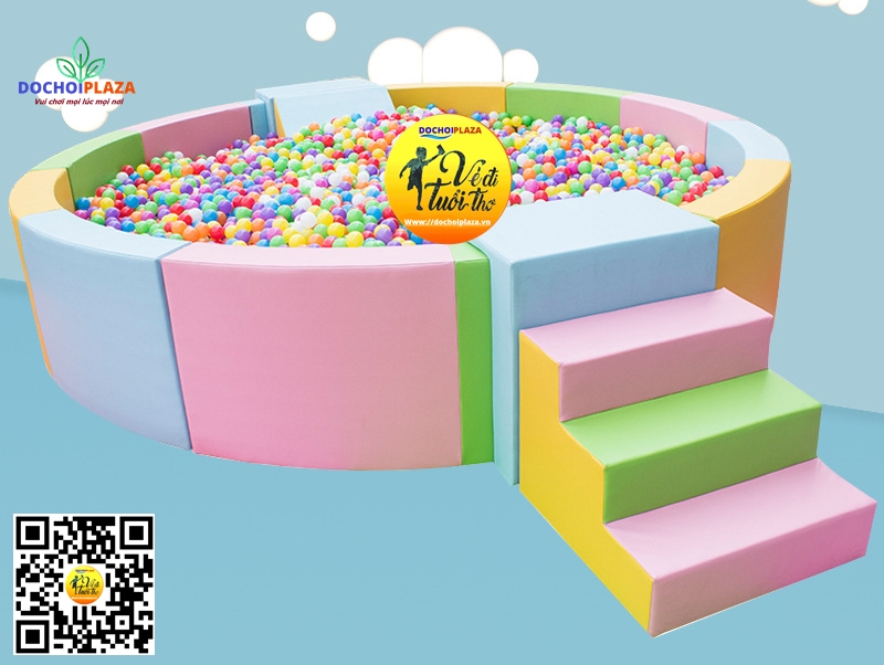 Khung nhà bóng cao cấp KBKNB05 bằng gỗ bọc mút + da pu An toàn cho bé vui chơi