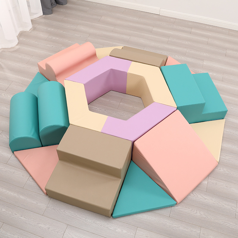 Bộ nhà bóng vận động đa năng KBKNB08 cao cấp bằng gỗ bọc mút + da pu An toàn cho bé vui chơi