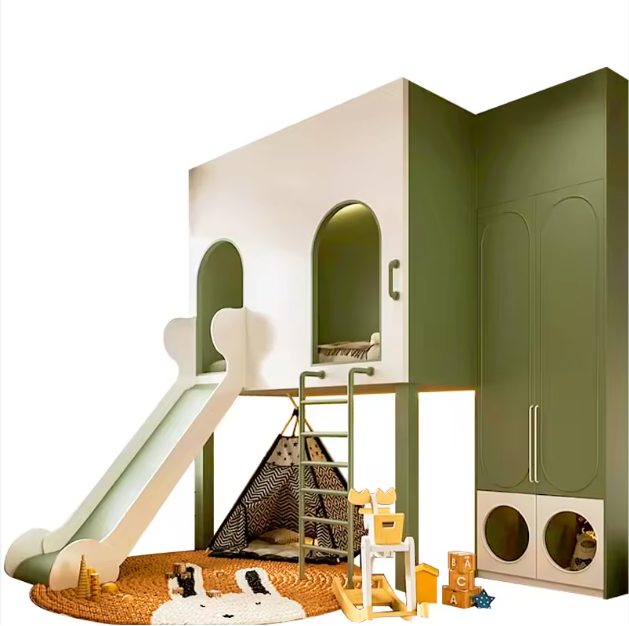 Phòng chơi trong nhà tone xanh lá PCTNKB08 – Không gian xanh cho bé hiện đại