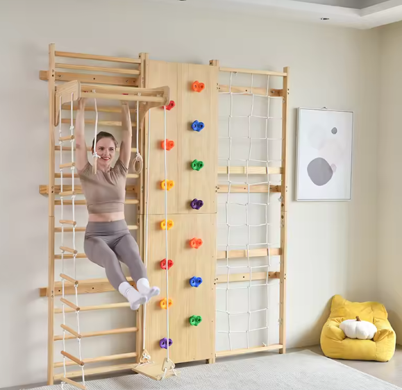 Bộ Đồ Chơi Vận Động Khung Gỗ Leo Trèo Trong Nhà Cho Bé Từ 2–10 Tuổi