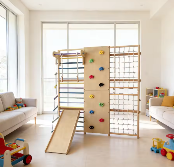 Bộ Đồ Chơi Vận Động Khung Gỗ Leo Trèo Trong Nhà Cho Bé Từ 2–10 Tuổi