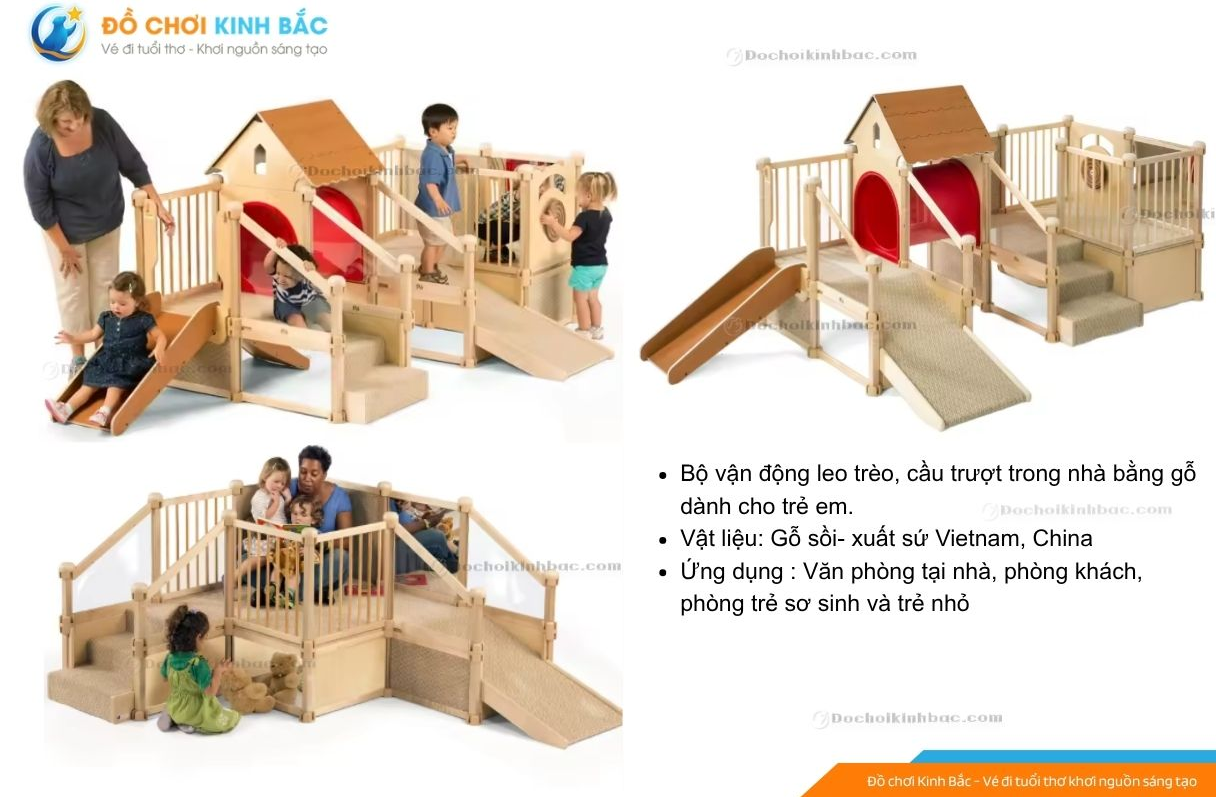 Bộ Đồ Chơi Vận Động Khung Gỗ Leo Trèo Trong Nhà Cho Bé Từ 2–10 Tuổi