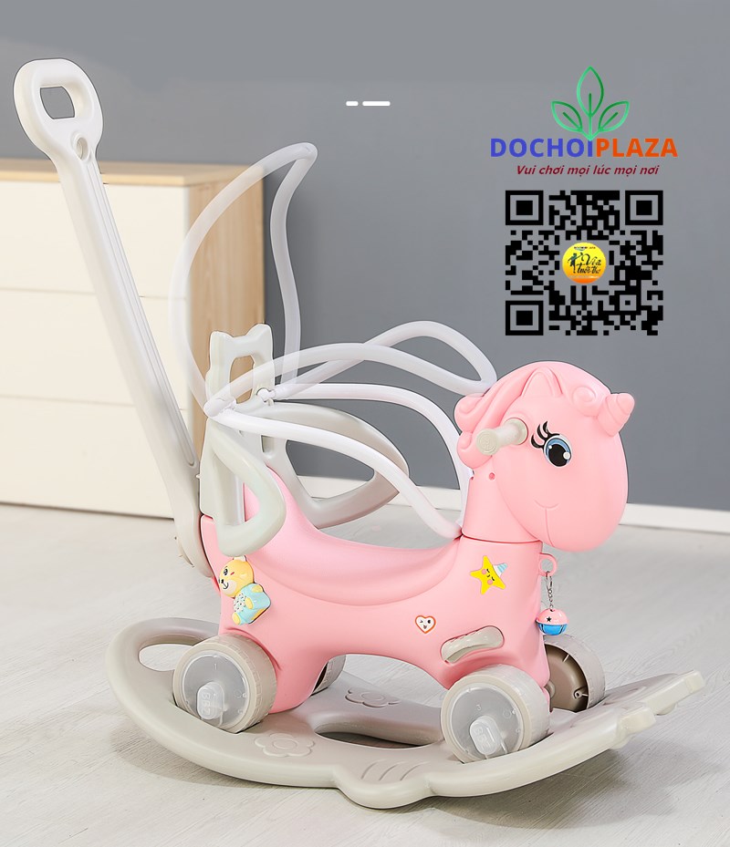 Bập bênh đơn ngựa nữ hoàng đa năng mẫu mới TKCBB27 - Size 88x42x87Cm