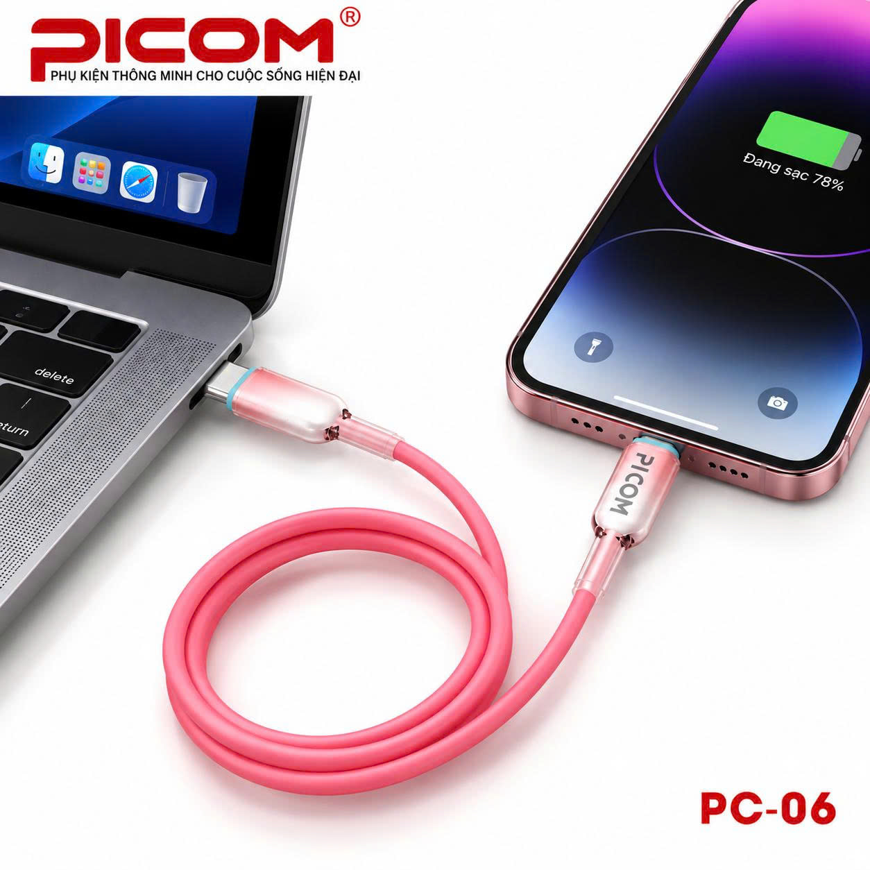 CÁP SẠC NHANH PICOM PC-05 -60W, PC-06-20W
