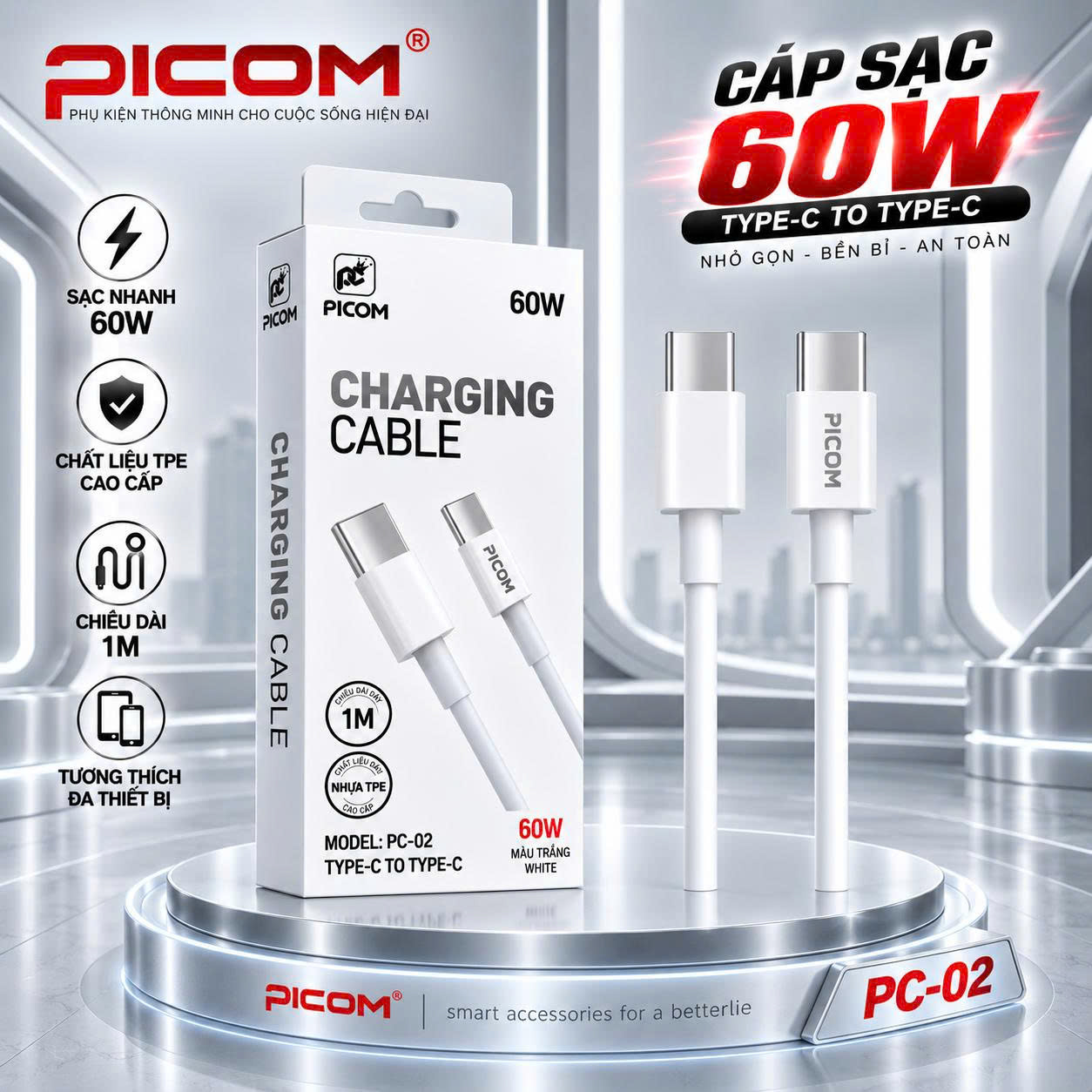 CÁP SẠC NHANH PICOM PC-02 – 60W