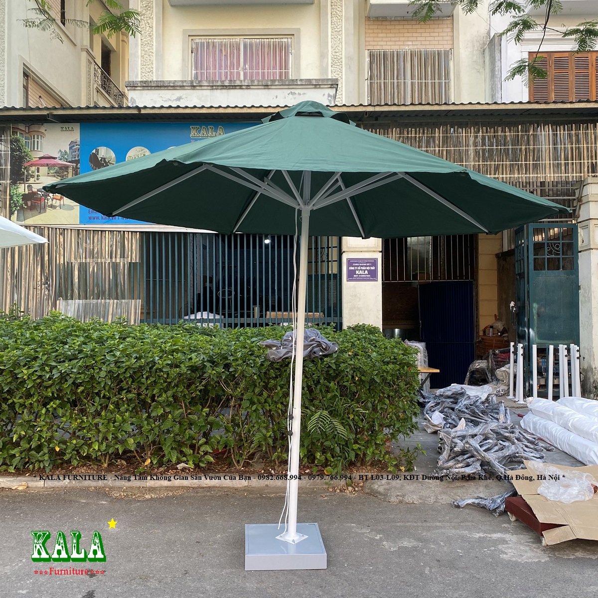 Ô sắt chính tâm tròn 3m màu xanh