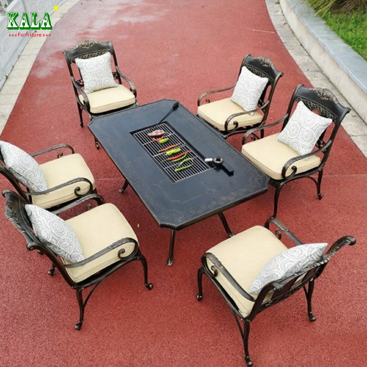 Bộ bàn ghế sân vườn nhôm đúc BGND-BBQ90180CD