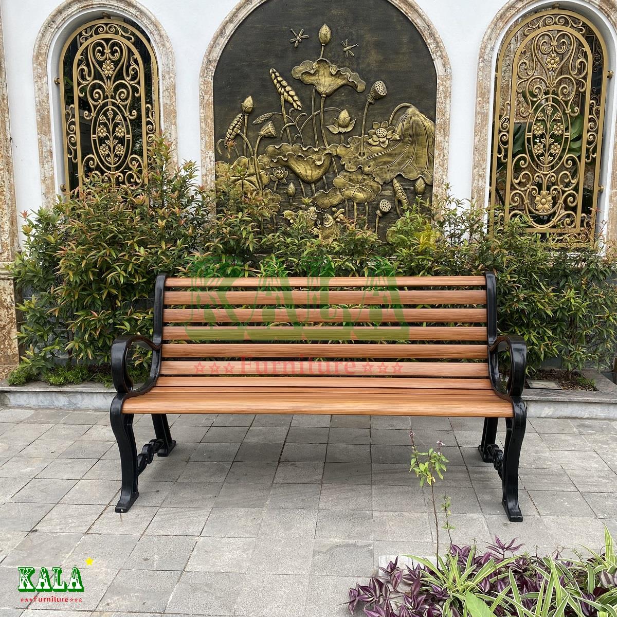 Ghế băng nhôm đúc vân gỗ 150cm