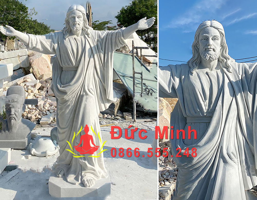 Tượng Chúa Kitô Vua cứu thế bằng đá trắng tự nhiên nguyên khối