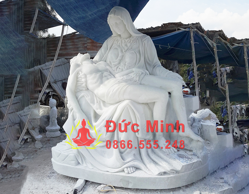 Tượng Đức Mẹ Sầu Bi đá trắng nghệ thuật: