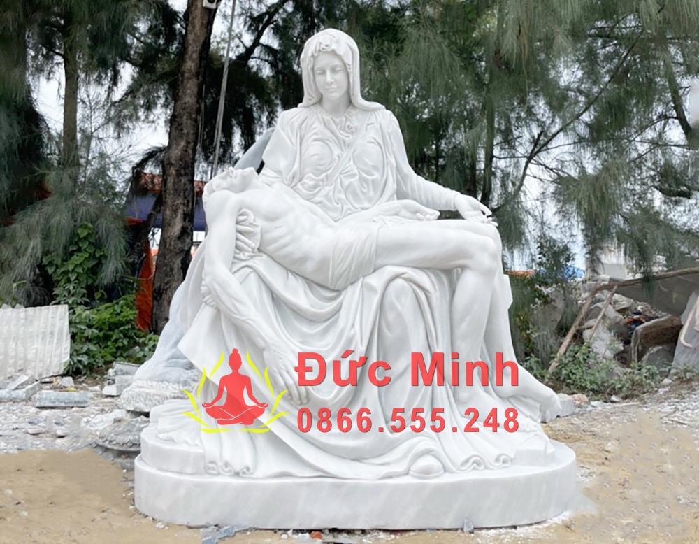 Tượng Đức Mẹ Sầu Bi đá cẩm thạch trắng tự nhiên: