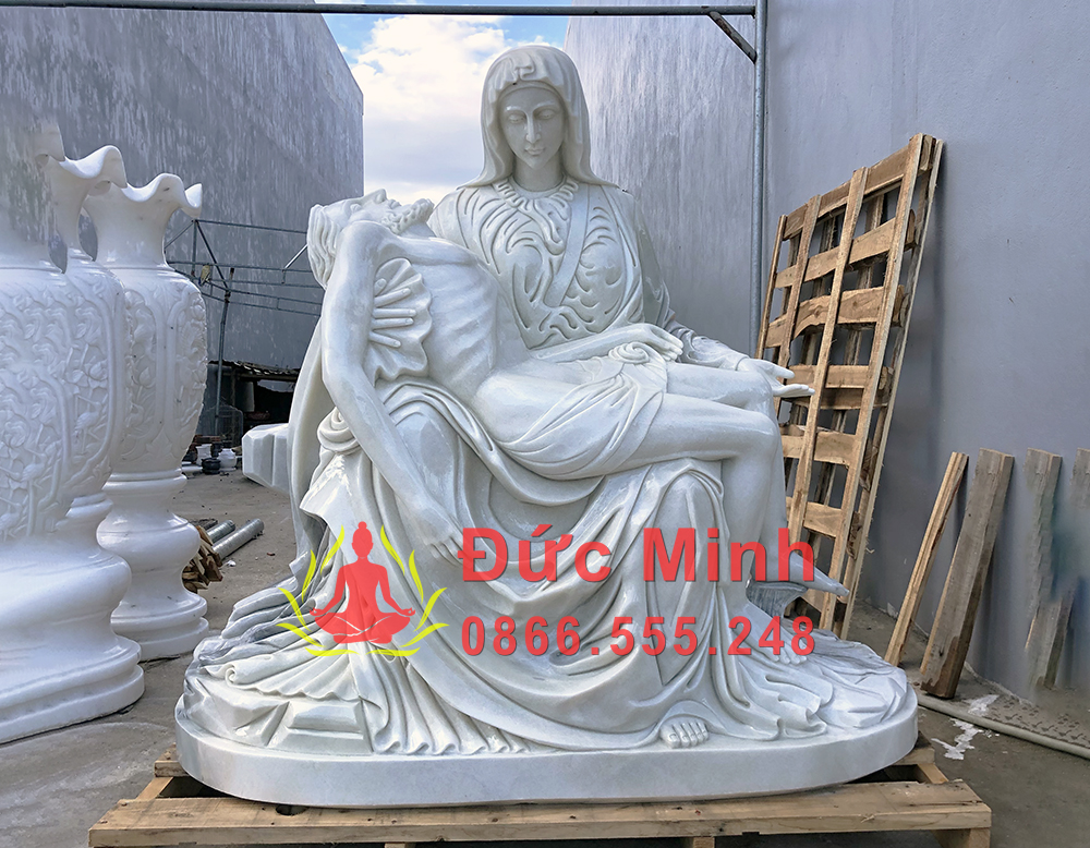 Tượng Đức Mẹ Sầu Bi đá trắng cao cấp: