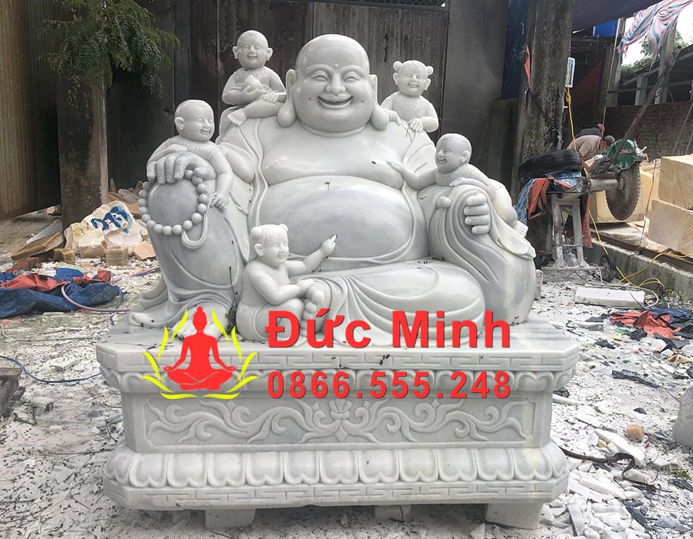 Tượng Di Lặc Ngũ Phúc Đá Cẩm Thạch Đẹp Cao 1m5