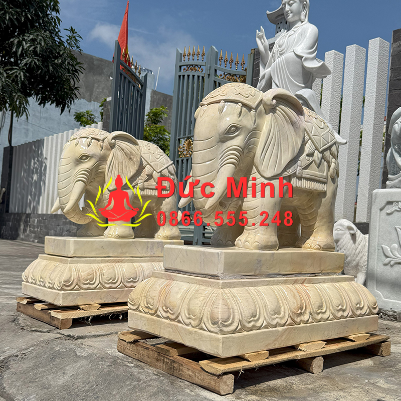 Tượng voi đá vàng phong thủy cao cấp