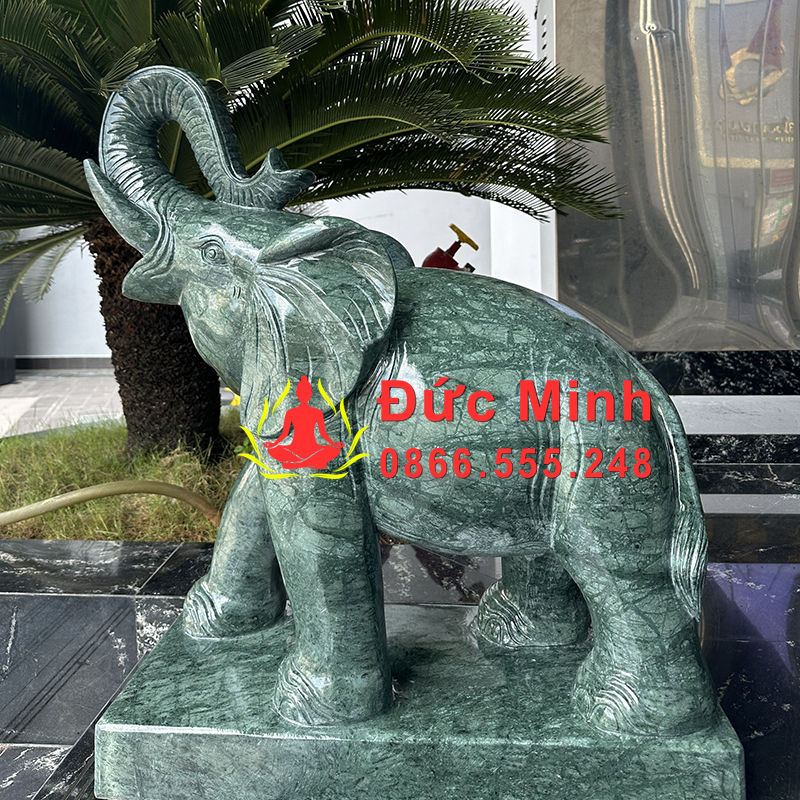 Tượng voi đá xanh Ấn Độ tự nhiên nguyên khối