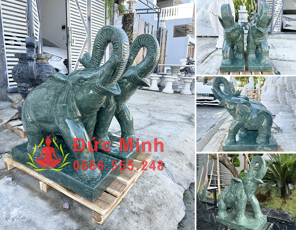 Tượng Voi Đá Xanh Ngọc Tự Nhiên Độc Đáo