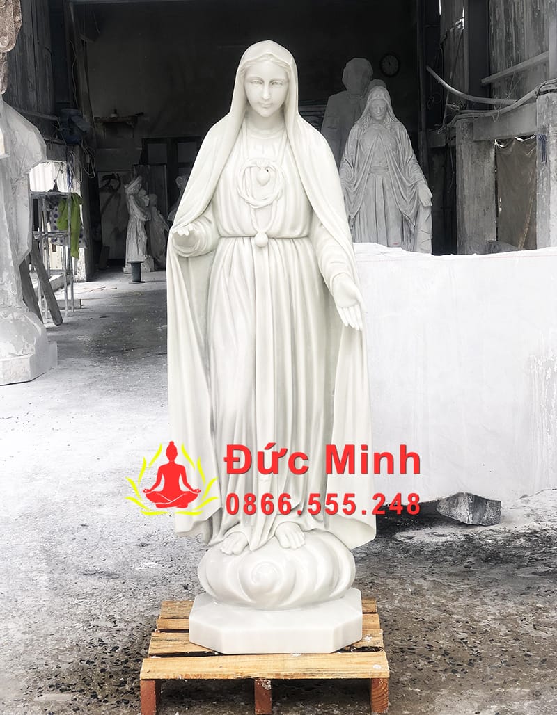 Tượng Đức Mẹ Fatima Bằng Đá Non Nước Trắng Đẹp Cao 1m2