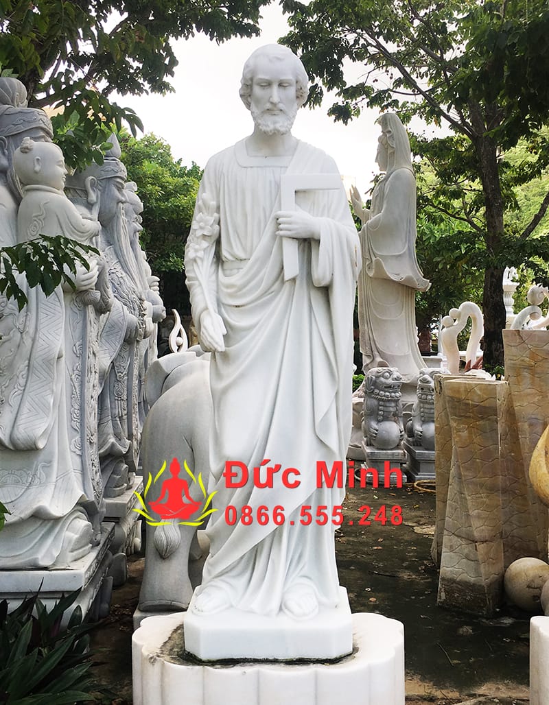 Tượng Thánh Giuse Thợ Bắng Đá Trắng Tự Nhiên Đẹp tại Đồng Nai