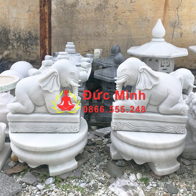 Tượng Voi Đá Phong Thủy Đẹp Nguyên Khối